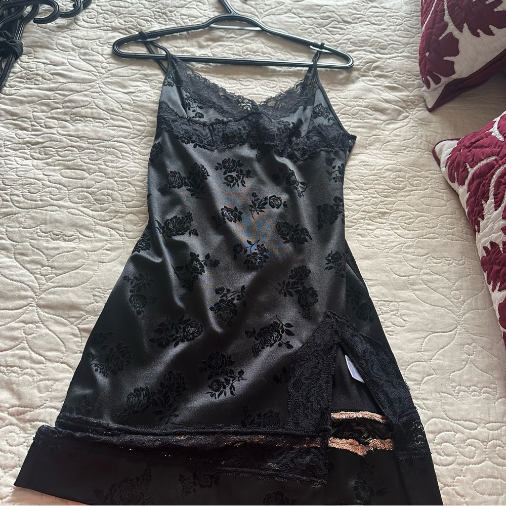 Elegant Black Lace Slip Dress Motel Rocks